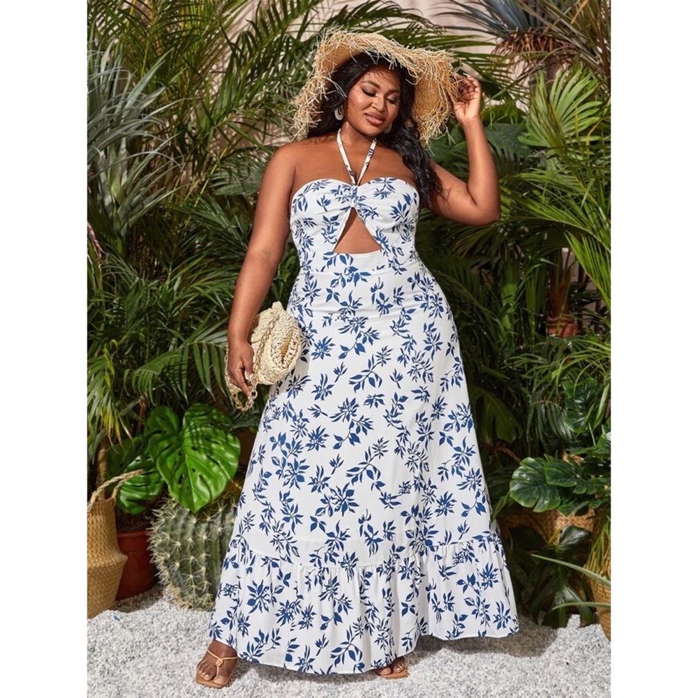 Claire Tied Open Back Allover Floral Print Dress - Picture 4 of 7